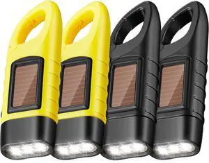 Mudder 4 Pack Hand Crank Solar Powered Flashlight Emergency Rechargeable LED Flashlight Survival Gear Self Powered Charging Torch for Hiking Backpack Outdoor Sports Camping(Yellow, Black) Mudder 4 Pack Hand Crank Solar Powered Flashlight Emergency Rechargeable LED Flashlight Survival Gear Self Powered Charging Torch for Hiking Backpack Outdoor Sports Camping(Yellow, Black)