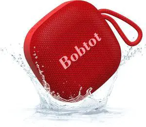 Bobtot Portable Bluetooth Speakers Wireless - IPX7 Waterproof Small Shower Speaker with 16 Hours Playtime, 10 Peak Loud Stereo Sound, TWS, Built-in Mic, Mini Size with Lanyard to Carry, Red