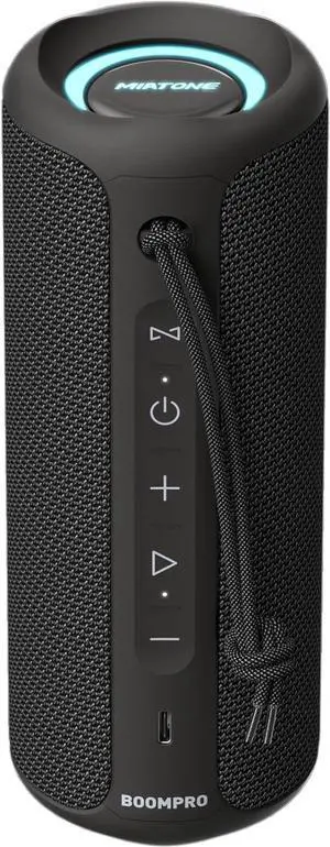 MIATONE Bluetooth Speakers 36W Portable Speaker with Stereo Sound Bass, Bluetooth 5.3 Wireless USB Type C Outdoor, 5000mAh 16H Playtime IPX7 Waterproof, Color Lights Speaker (Black)