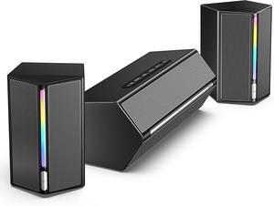 Computer Speakers System with Subwoofer, Gaming Speaker for PC with RGB, Volume Control, Monitoring, 3.5mm Aux Input, AC Powered Speakers for Desktop Mobile TV-AmpliGame A22