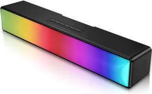 Computer Speakers, Computer Sound Bar with RGB Lights, USB Powered PC Speakers with Stereo Sound, Bluetooth 5.1 and 3.5mm Aux-in,Gaming Speakers for Desktop