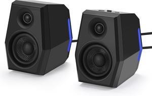 SW209 36W Computer Gaming PC Speakers - 2.75" Fiberglass Woofer and Silk Dome Tweeter - Built-in 24bit DAC Dynamic 3D Surround Sound - Bluetooth 5.2 USB 3.5mm Aux Inputs - RGB Light - Black