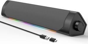 Computer Speakers for Desktop Pc,Bluetooth PC Speakers with Headphone Output,2 Ways Connect Monitor Speakers Desktop Speakers for Windows,Linux,Mac Air/Pro Phones(USB-C to USB Adapter Included)
