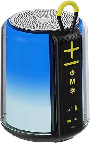 Portable Bluetooth Speaker with AUX Input, 8W Loud Stereo Sound, RGB Light, TF-Card/USB Flash Drive Input, Wireless BT 5.3 Dual Stereo Pairing, for Home Outdoor Travel