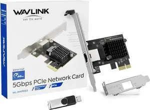 WAVLINK 5GB PCIe Network Card, PCIe to 5 Gigabit Ethernet Network Adapter for Windows 11/10, Linux