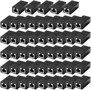 50 PCS Gigabit RJ45 Coupler, Ethernet Extender Connector in Line Coupler for Cat8/Cat7/Cat6/Cat5e/Cat5 Ethernet Cable Extender Adapter Female to Female (Black)