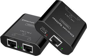 Ethernet Splitter 1 to 2 1000Mbps High Speed Network Splitter for Computers Hubs Routers Boxes Digital TV