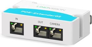 LINOVISION Mini 2 Port POE Extender IEEE 802.3af/at POE Repeater Up to 1000ft Power Over Ethernet Over Cat5/6 Cable, POE Splitter to 2 POE Devices Like IP Cameras, IP Phone