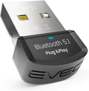 EVEO Bluetooth Adapter for PC 5.1 - Dongle 5.1 for Windows 10 Only (Plug and Play) for Desktop , Laptop, Printers, Keyboard, Mouse, Headsets, Speakers - USB 5.1 Dongle