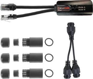 POE Combiner Splitter Adapter, Run 2 IP Cameras on 1 Cable, Works on All POE Switches, POE NVR and POE Cameras, Mode A and B POE Compatible