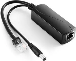 REVODATA Gigabit PoE Splitter 12V/2A DC5.5 * 2.5mm Connector, 48V PoE to DC 12V/2A Output, Compatible DC 5.5 * 2.1 mm, IEEE802.3af/at 10/100/1000Mbps, Plug & Play PoE Adapter Active (PS5712TG-25)
