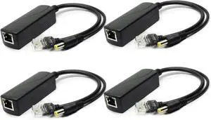 ANVISION 4-Pack Active 48V to 12V PoE Splitter Adapter, IEEE 802.3af Compliant, 10/100Mbps, for IP Camera AP Voip Phone and More