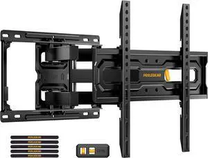 Full Motion TV Mount for 32-65 Inch TVs up to 99 lbs Max VESA 400x400mm Fits 16/12 Wood Studs Height Adjustable Pre-Assembled TV Wall Mount Tool-Free Tilt Swivel & Extension PGMF21