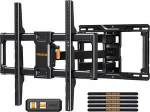 Perlegear Full Motion TV Wall Mount for Most 4284 inch Flat Curved TVs up to 132 lbs, 12/16 Wood Studs, Bracket with Articulating Arms, Swivel, Tool-Free Tilt, Max VESA 600x400mm PGLF12