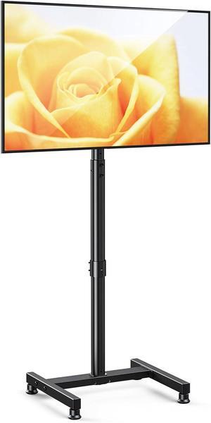 AM alphamount TV Floor Stand for 13-50 inch Flat/Curved TVs up to 44 lbs, 8 Level Height Adjustable Monitor Floor TV Stand with VESA 200x200, Portable TV Mount Stand for Living Room, Bedroom, Office
