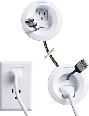 ECHOGEAR in-Wall Cable Management Kit - Includes Power & Low Voltage Cable Management - Hide TV Wires When Mounting A TV - Includes Hole Saw Drill Attachment for Easy Install