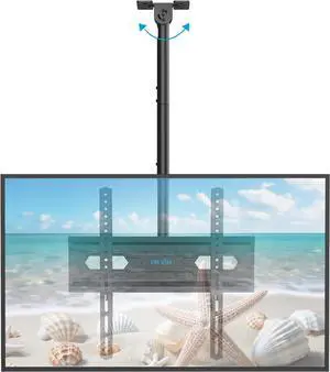 Ceiling TV Mount for 26-65 inch Flat Screen Displays, Adjustable Ceiling TV Bracket Fits Most LCD LED OLED TVs, 14.96Inch Single Extended Mounting Pole, Holds up to 110lbs, Max VESA 400x400mm