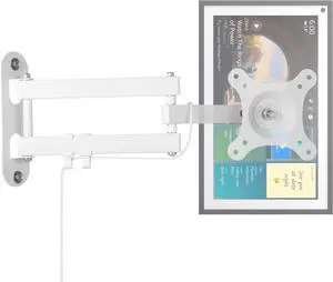 Full Motion Wall Mount for Echo Show 15, Monitor Wall Mounting Bracket for 15-28 Inch Monitors TVs, Swivel and Tilt 360 Rotate Wall Mount for Alexa Echo Show 15, Adjustable and Extendable