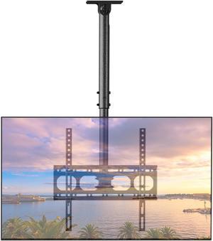 Ceiling TV Wall Mount Bracket Fits Most 24 to 65 inch Flat/Curved TVs, Height Adjustable Full Motion Hanging TV Mount Holds up to 88 lbs, 360° Rotation Flip Down TV Hanger with Swivel and Tilt