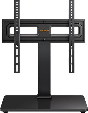 Perlegear TV Stand Mount, Universal Swivel TV Stand for 3265 Inch LCD/LED/OLED TVs up to 88 lbs, TV Legs with Tempered Glass Base, Height Adjustable TV Base Stand with Tilt, Max VESA 400x400mm