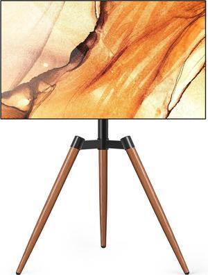 TVON Easel TV Stand with Tripod Base for 3765 Inch Flat/Curved Screen TVs up to 77 lbs, Height Adjustable TV Floor Stand with Cable Ties and 100° Swivel for Bedroom, Living Room, Studio, Brown