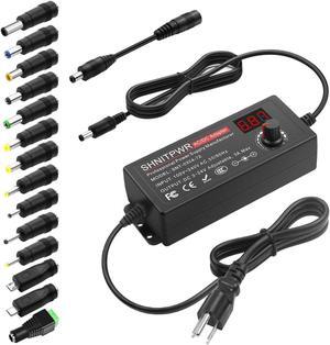 3V ~ 24V 3A 72W Power Supply Adjustable DC 3V 5V 6V 9V 12V 15V 16V 18V 19V 20V 24V Variable Universal AC/DC Adapter 100V-240V AC to DC Converter with 14 Tips 5.5x2.5mm 4.0x1.7mm 3.5x1.35mm
