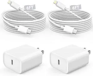 Fast Charger iPhone,iPhone Charger Fast Charging 2Pack USB C Wall Charger Block Fast iPhone Charger 6FT Type-C USB C to Lightning Cables Cord for iPhone 14/14Plus/13/12/11 Pro Max,Mini,8, iPad/AirPods