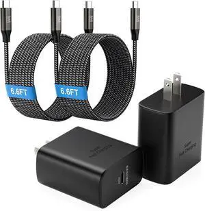 45W Super Fast Charger Type C [2 Pack] 45 Watt USB-C Charger PD/PPS Wall Charging Block for  Galaxy S25 Ultra/S25+/S25/S24/S23 Ultra/S23+/S22 Ultra/S22+/S20 Ultra Tab S8(with 2X 6.6ft Cable)