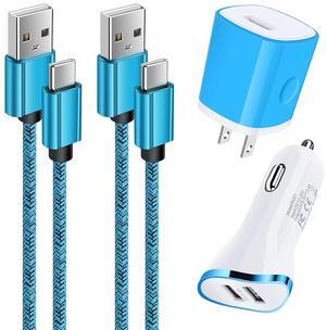 USB Fast Charging Kit for Google Pixel 9/9pro xl/Fold/8a/8/8pro/7/7a/6pro/5/4a/3/2, Wall Charger Block+Car Charger Adapter+2X Nylon-Braided Type C Cables (3ft) for Samsung Galaxy S25 Ultra,S24,S23,S22