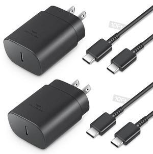 for Samsung Charger Fast Charging, 2 Pack 25W i Phone 16 15 Charger Block Type C Chargers 10 FT USB-C Charging Cord Compatible with Galaxy S24 Ultra/S23/S22/S21/S20/Phone 16/15/15 Plus/15 16 Pro Max