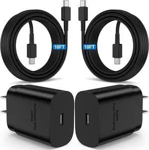 2Pack 25W Super Fast Charger Type C 6ft, USB C Wall Charging and Long Android Phone Charger Cable Cord for Samsung Galaxy S25 Ultra/S25 Plus/S25/S24+/S24 Ultra/S23 Ultra/S22 Plus/S21/Note 20/Note10+