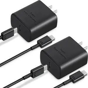 45W Sam Sung Charger Type C Fast Charging, USBC Chargers Block with 6 FT Android Phone Charger Fast Charging Cord for Galaxy S24 Ultra/S24+/S24/ S23 Ultra/S23/S23+/S22 Ultra/S22+/S21-2 Pack