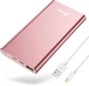 BONAI Portable Charger 12,000mAh 5V/3A Fast Charging Power Bank, Dural Input & Output Ports (USB-C in & Out) Portable Phone Charger for iPhone 17/16/15/14/13/12 Series Galxy Android iPad etc- Pink