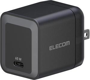 ELECOM 65W USB C Wall Charger Block, GaN II Fast Charging, Laptop Power Adapter for MacBook Air, iPad, iPhone, Tablet, Airpods, Watch, Speakers, Samsung, Single Port Charging Block