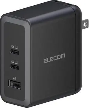 ELECOM 100W USB C Wall Charger Block, 3 Multi Port GaN II Smart PD, Ultra-Fast Charging, Compact Power Adapter for Multiple Devices, Laptops, Tablets, iPhone, iPad, Watch, Speakers, Airpods - Black ELECOM 100W USB C Wall Charger Block, 3 Multi Port GaN II Smart PD, Ultra-Fast Charging, Compact Power Adapter for Multiple Devices, Laptops, Tablets, iPhone, iPad, Watch, Speakers, Airpods - Black
