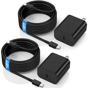 2Pack 45W Super Fast Charger with USB C Cable 10ft, Type C Wall Charging Block Adapter and Android Phone Charger Cord Long for Samsung Galaxy S24 Ultra/S24+/S24 Plus/S24/S23/S22/S21/Note 20/Note10+