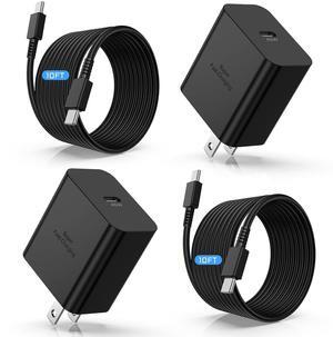 45W USB C Charger for Samsung, 2Pack Super Fast Wall Charger Block and Long Charging Cable Cord 10ft,Type C Charge Adapter Plug for Samsung Galaxy S25 S24 Ultra/S23 Plus/S22+/S20/S21,Note 10/20,Tab S9