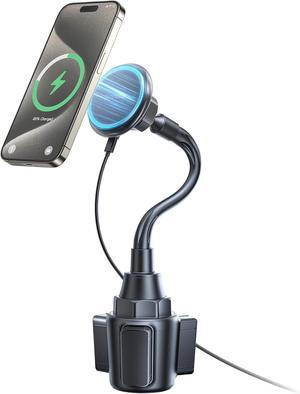 SUPERONE 2025 Upgraded for MagSafe Cup Holder Charger, MagSafe Car Mount Charger 15W Fast Charging with Adjustable Gooseneck for iPhone 16 15 14 13 12 Pro Max Plus Mini MagSafe Case