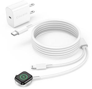 Apple Watch Charger,2-in-1 USB C Charger for iWatch & iPhone,6FT Fast Charging Cable with 20W Fast Wall Charger for Apple Watch Series 8/7/6/5/SE & iPhone14/13/12/AirPods