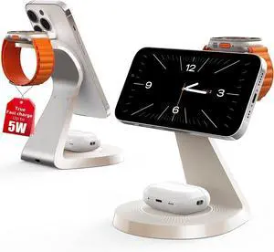 3 in 1 Charging Station for  Devices Mag-Safe Charger Stand Fast Charging Wireless Charger for iPhone 16/15/14/13/12 Series & AirPods & iWatch(USB Charger Included)
