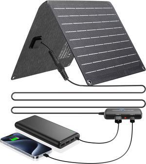 Ecosonique 10W/20W/30W Portable Solar Panel Charger, IP67 Waterproof ETFE USB Solar Phone Charger with Detachable Power Hub, 2025 Latest Version Compatible with iPhone, Power Bank, Smartwatch