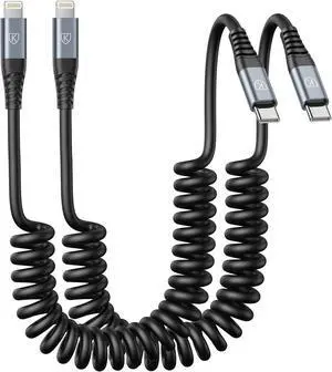 KIYODA USB Type C to Lightning Cable 3FT 2Pack, Coiled iPhone Charger Fast Charging for Car Short USBC iPhone Cord for iPhone14/13/12/11 Pro Max/iPad/CarPlay