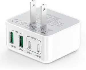 XUDUO USB C Wall Charger, 40W 4-Port USB C Charger Block, Fast Charging Block Dual Port PD Power Adapter + QC Wall Plug Multiport Type C for iPhone 15 Plus 14 13 12 11 Pro Max XS XR 8 7, Samsung