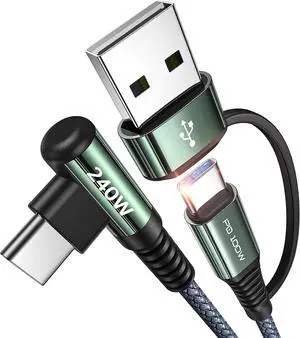 AINOPE 240W Long USB C Cable 10 ft USB C Cable Fast Charging Type C Charger Right Angle Fit iPhone 16 15 Pro MacBook Max iPad Samsung 25 10FT Grey