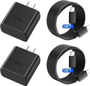 S25 S24 S23 Ultra Charger 45W USB C Samsung Super Fast Charger Type C&10Ft Long C Charger Cable Cord Fast Charging Android Phone Charger Block for Samsung Galaxy S25Ultra/S25Plus/S25/S24Ultra/S24/S23