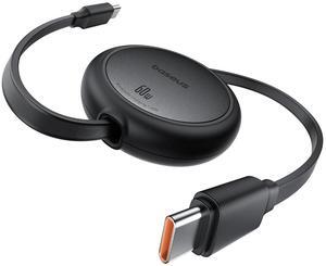 USB C Cable, Baseus 60W Mini Retractable USBC to USBC Fast Charging Cable, 4-Stage Length Preset USB Type C Charger Cord for iPhone 16 15 Pro Plus Pro Max, MacBook, iPad, Galaxy S24/S23