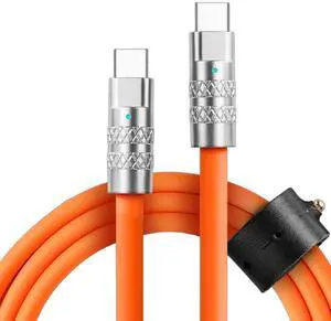 Statik TsumoCharge Fast Charging Cable 100W - Heavy-duty Unbreakable Silicone, Supports Data Transfer Type C to Type C Cable, Cord Wrap Organizer Included, USB C to USBC 6FT/2M, Orange Statik TsumoCharge Fast Charging Cable 100W - Heavy-duty Unbreakable Silicone, Supports Data Transfer Type C to Type C Cable, Cord Wrap Organizer Included, USB C to USBC 6FT/2M, Orange