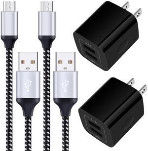 Android Charger, 2-Pack 2.1A Dual Port USB Charging Block Charger Plug with 6FT Fast Charging Micro USB Cable Phone Chargers Android Cord for Samsung Galaxy S7 S6 S5 J7V J7 J8 Note 5,LG K40 K30 K20 G3