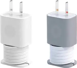 2 in 1 Silicone Charger Protector with Cord Wrap, iPhone Silicone Power Adapter Case, Snapback Charger Winder, Compatible with 18W/20W Charger (2P-WG)