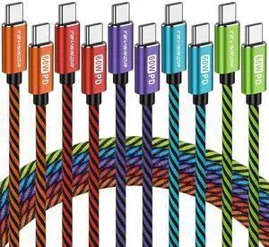 Teyssor USB C to USB C Cable, USB C Charger Cable 10FT 5-Pack 60W, USBC to USBC Fast Charging Cable for Phone 16/15 Series, Type C Charger Cable for Samsung S23/S23+, MacBook, Pad Pro/Air